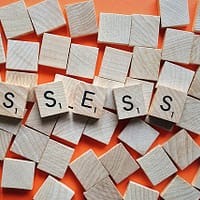 Blocks showing the word 'assess'