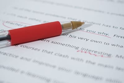 A document receiving proofreading before submission